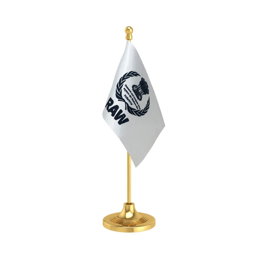RAW Research & Analysis Wing Table Flag of 4in x 6in With A Heavy Plastic Base