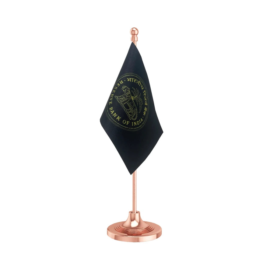 RBI Reserve Bank of India Table Flag of 4in x 6in With A Heavy Plastic Base