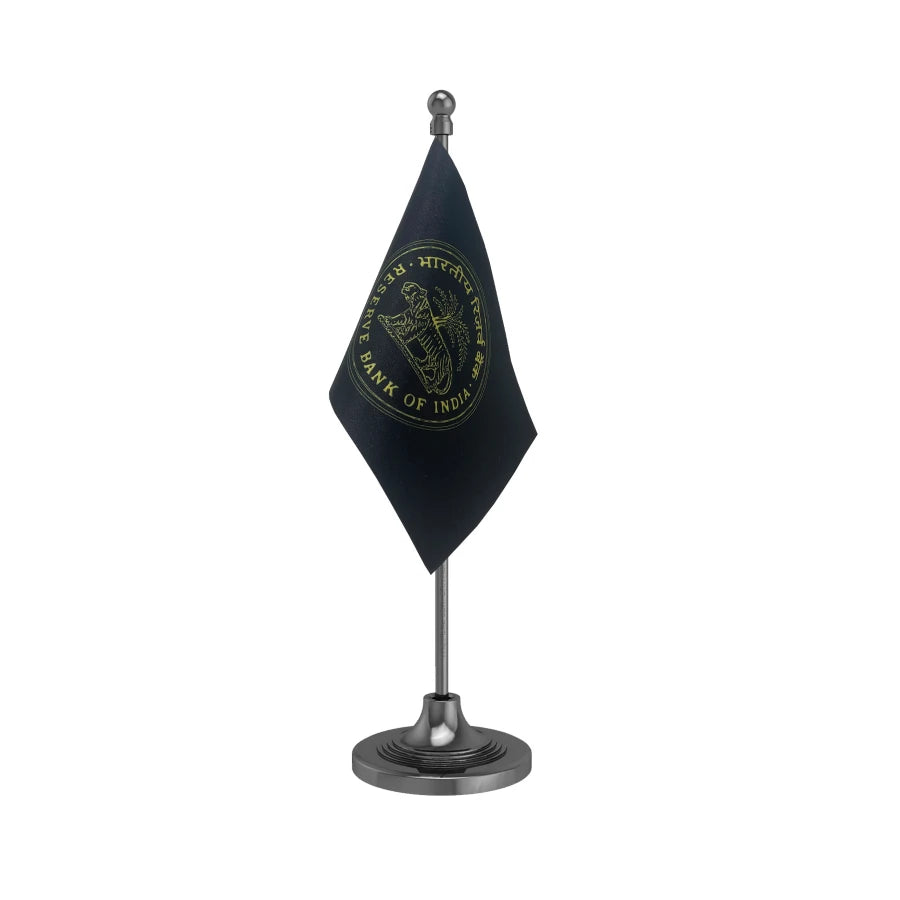 RBI Reserve Bank of India Table Flag of 4in x 6in With A Heavy Plastic Base