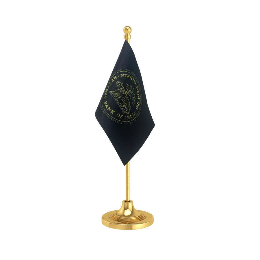 RBI Reserve Bank of India Table Flag of 4in x 6in With A Heavy Plastic Base