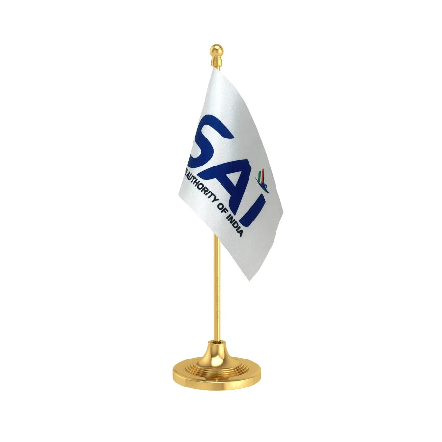 SAI Sports Authority Table Flag of 4in x 6in With A Heavy Plastic Base