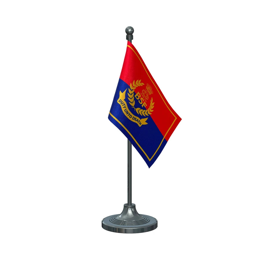 BSF Border Security Force Table Flag of 4in x 6in With A Heavy Plastic Base
