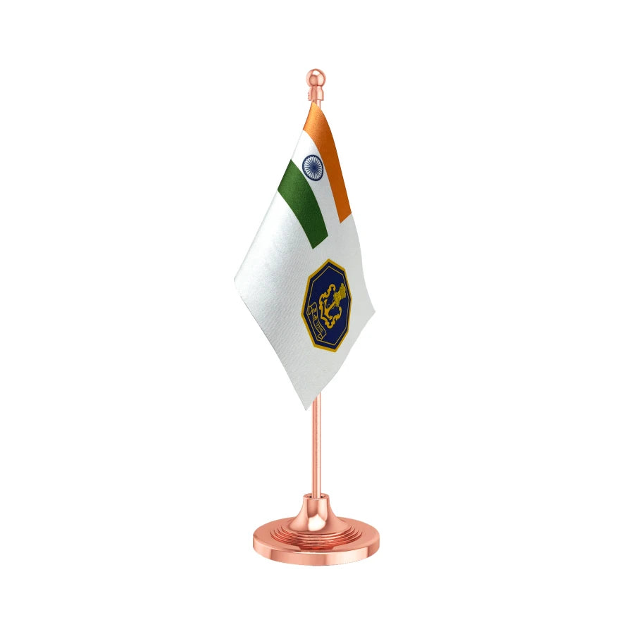 Indian Navy Table Flag of 4in x 6in With A Heavy Plastic Base