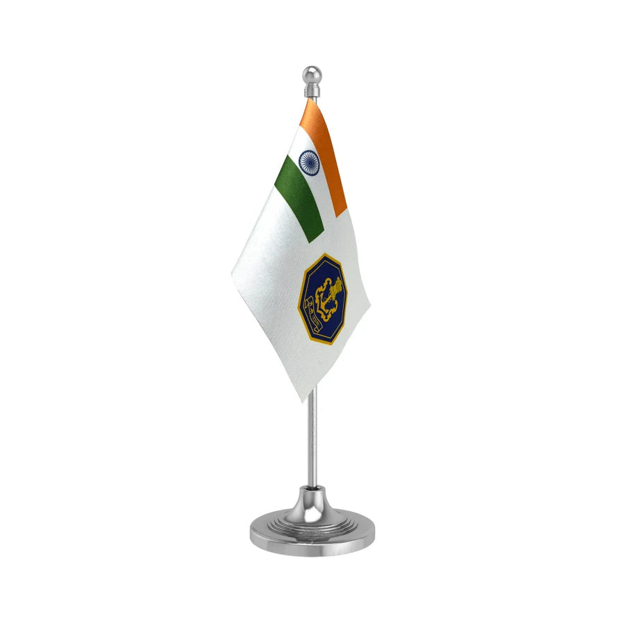 Indian Navy Table Flag of 4in x 6in With A Heavy Plastic Base
