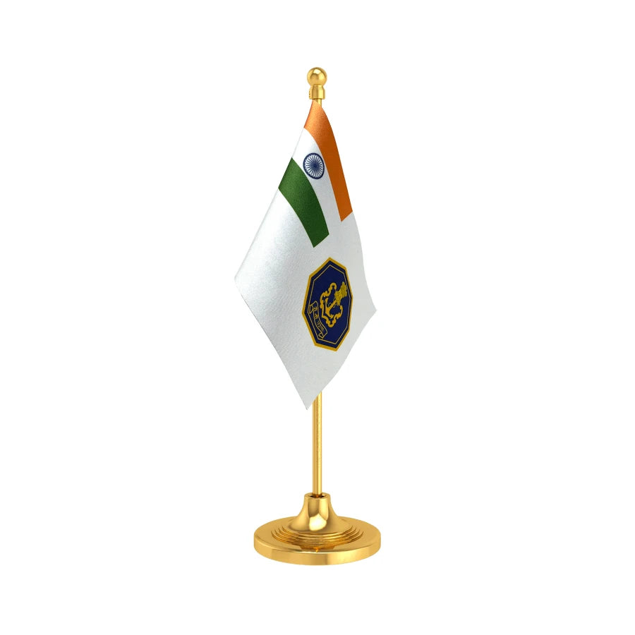 Indian Navy Table Flag of 4in x 6in With A Heavy Plastic Base