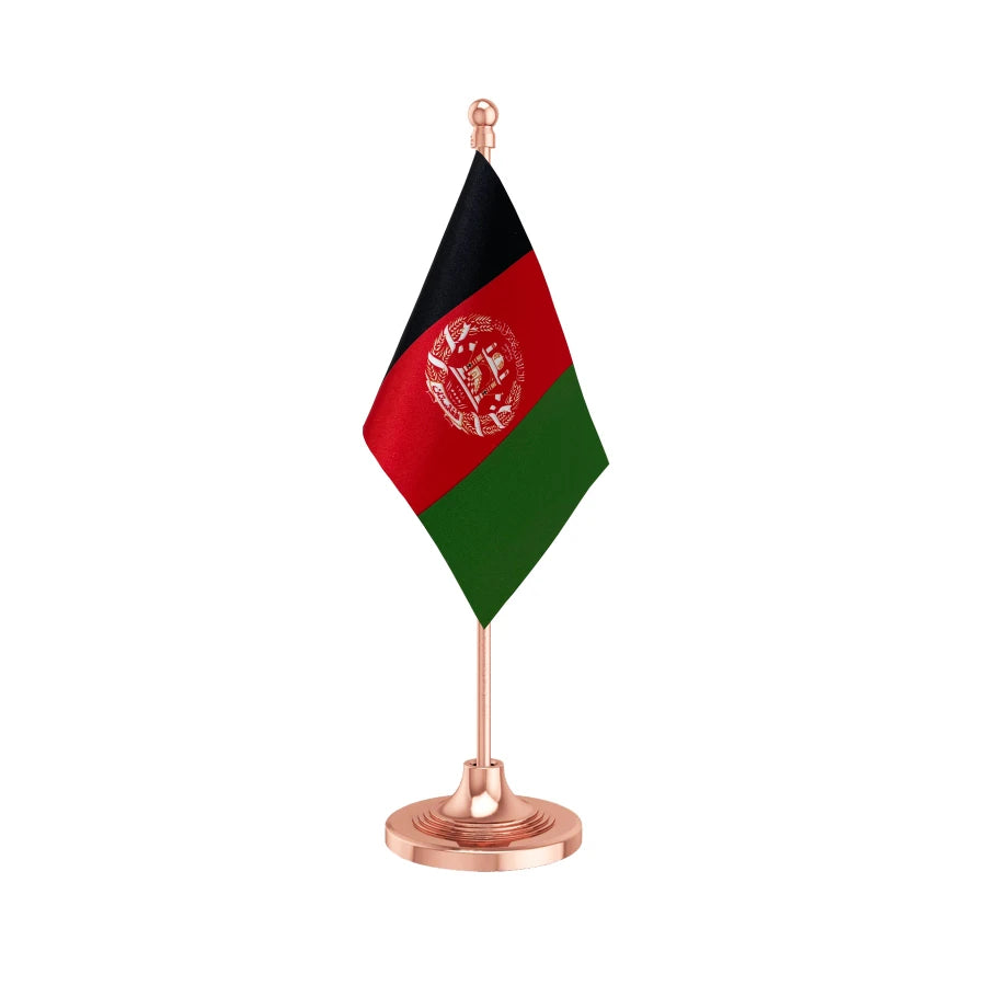 Afghanistan Desk Table Flag of 4in x 6in With A Heavy Plastic Base