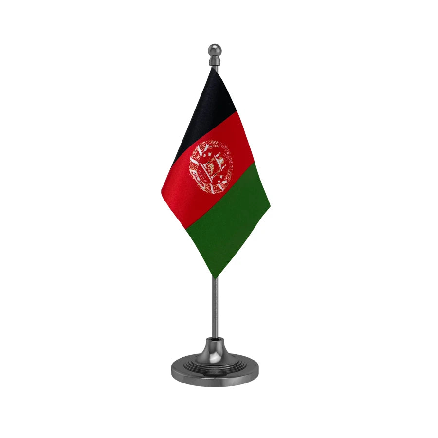 Afghanistan Desk Table Flag of 4in x 6in With A Heavy Plastic Base