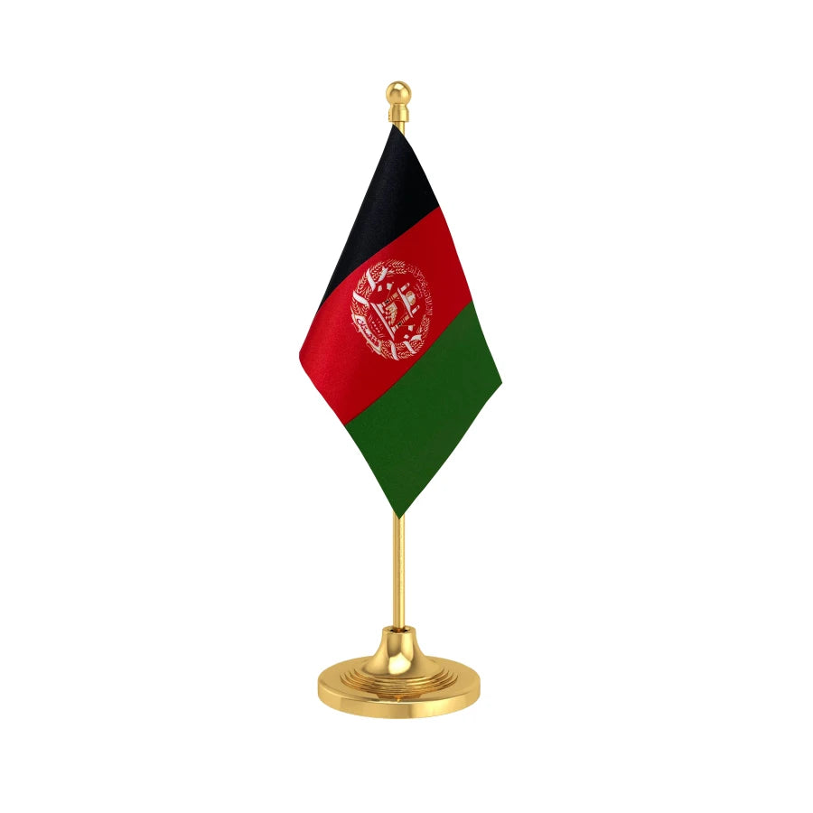 Afghanistan Desk Table Flag of 4in x 6in With A Heavy Plastic Base