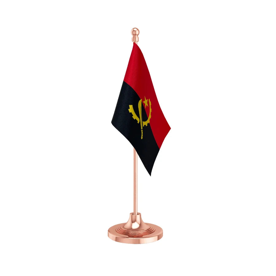 Angola Table Flag of 4in x 6in With A Heavy Plastic Base