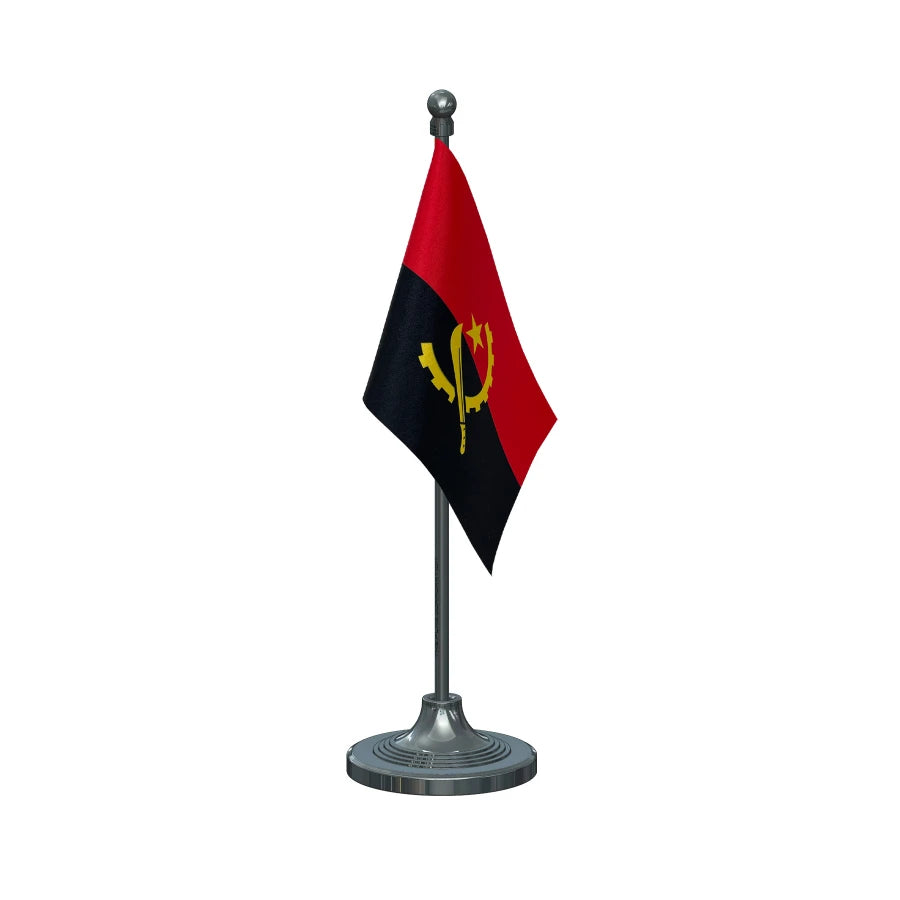 Angola Table Flag of 4in x 6in With A Heavy Plastic Base