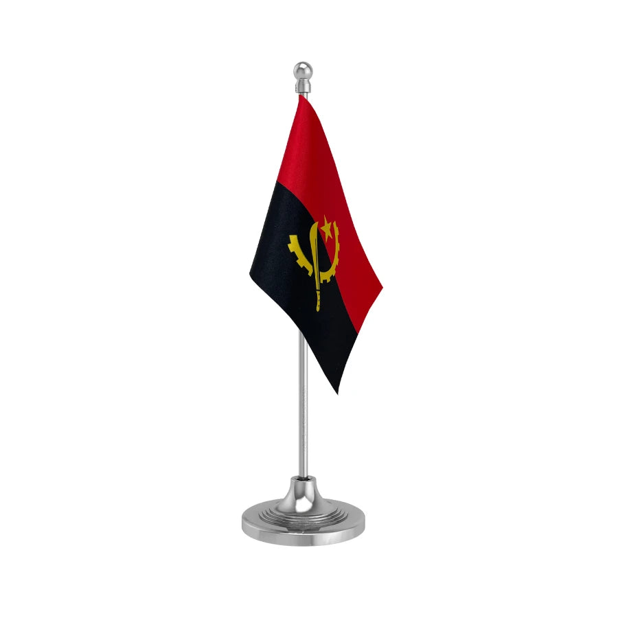 Angola Table Flag of 4in x 6in With A Heavy Plastic Base