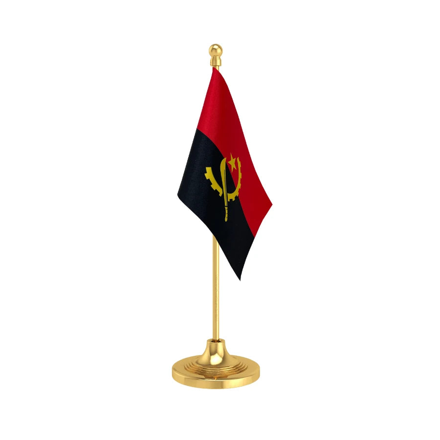 Angola Table Flag of 4in x 6in With A Heavy Plastic Base