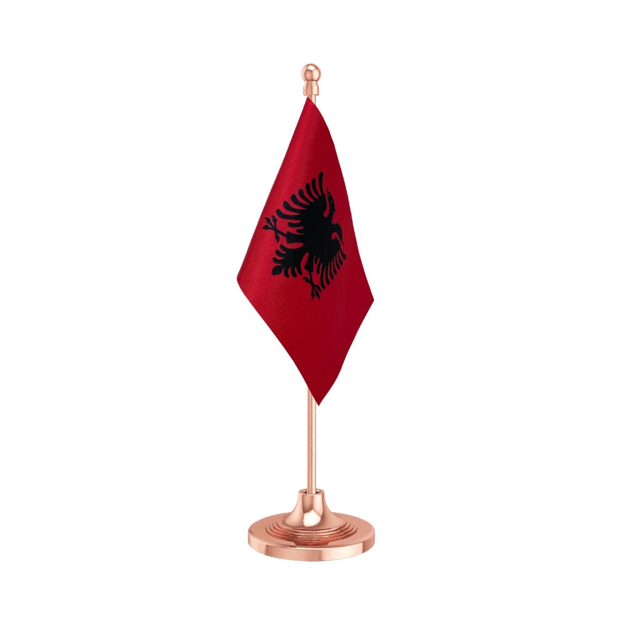 Albania Table Flag of 4in x 6in With A Heavy Plastic Base