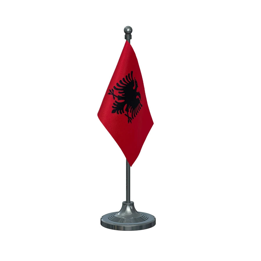 Albania Table Flag of 4in x 6in With A Heavy Plastic Base