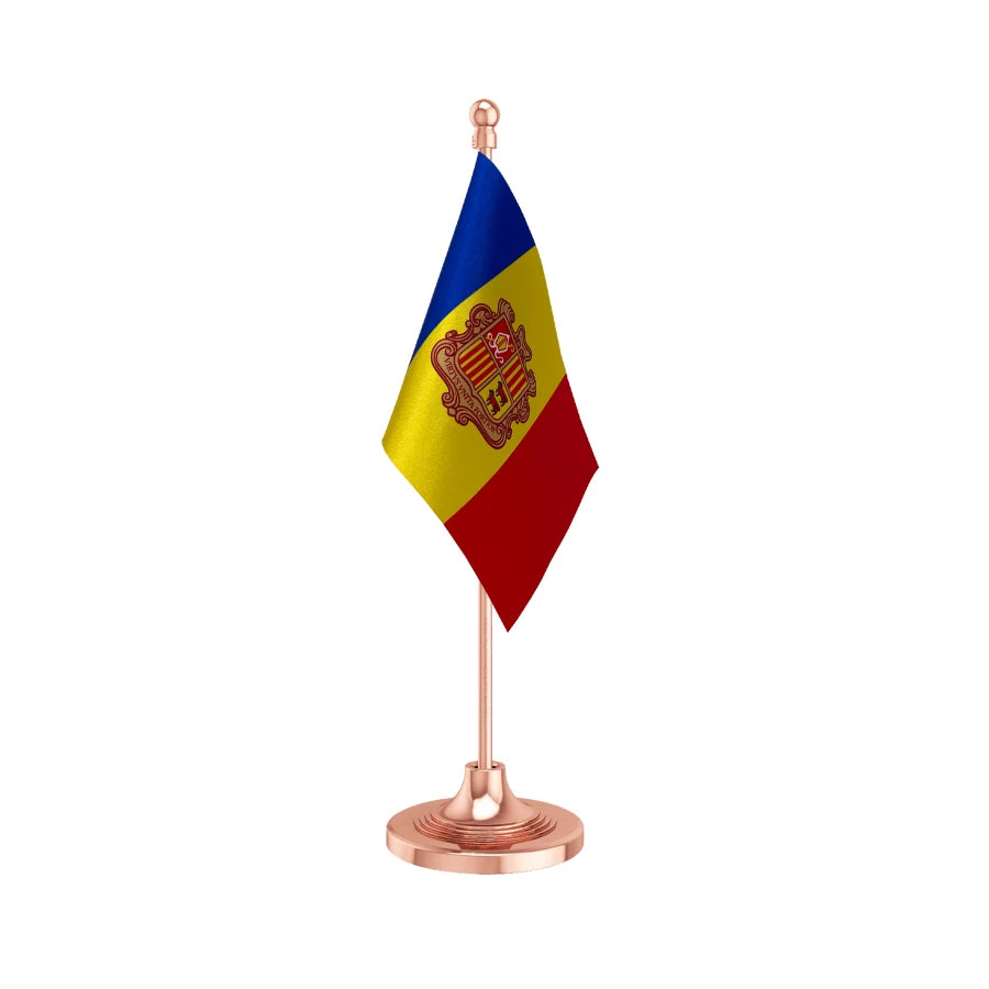 Andorra Table Flag of 4in x 6in With A Heavy Plastic Base