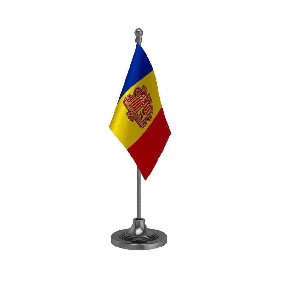 Andorra Table Flag of 4in x 6in With A Heavy Plastic Base
