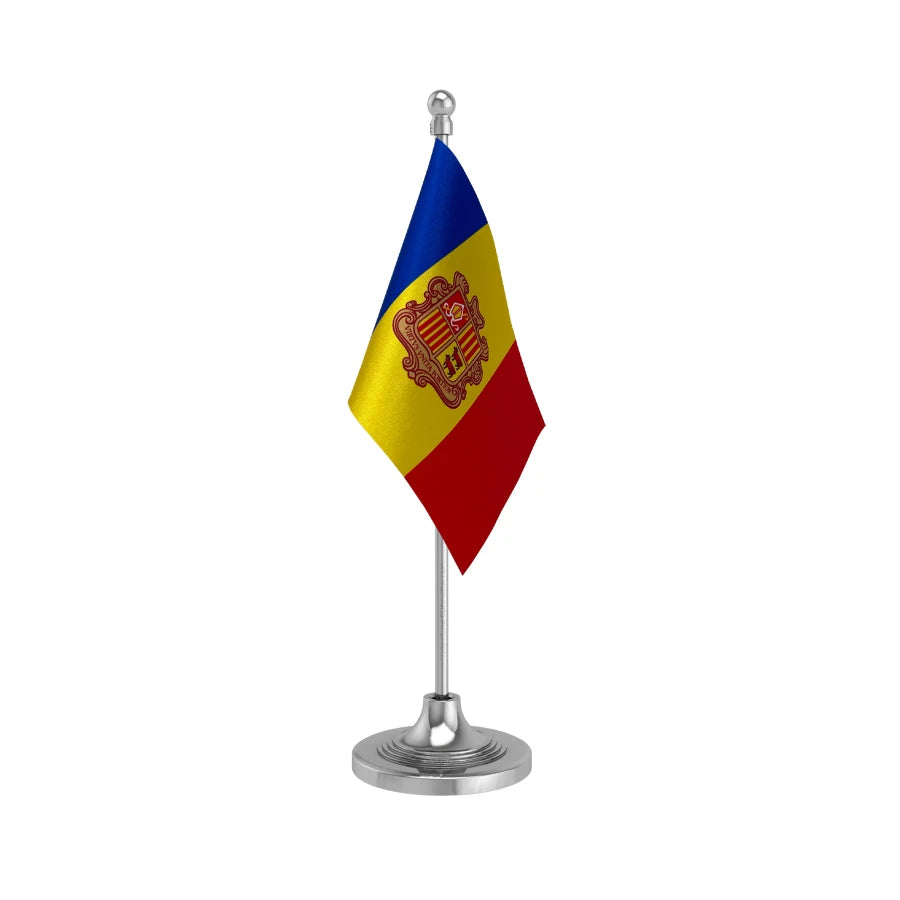 Andorra Table Flag of 4in x 6in With A Heavy Plastic Base