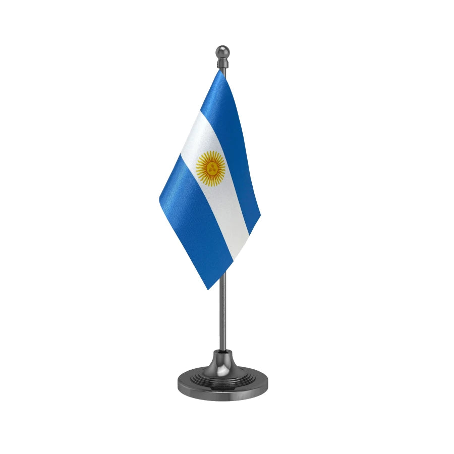 Argentina Table Flag of 4in x 6in With A Heavy Plastic Base