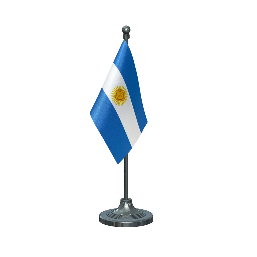 Argentina Table Flag of 4in x 6in With A Heavy Plastic Base
