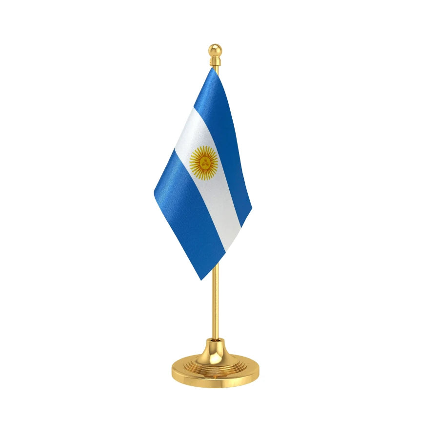 Argentina Table Flag of 4in x 6in With A Heavy Plastic Base