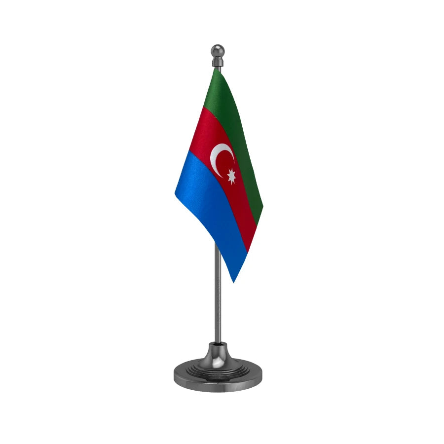 Azerbaijan Table Flag of 4in x 6in With A Heavy Plastic Base