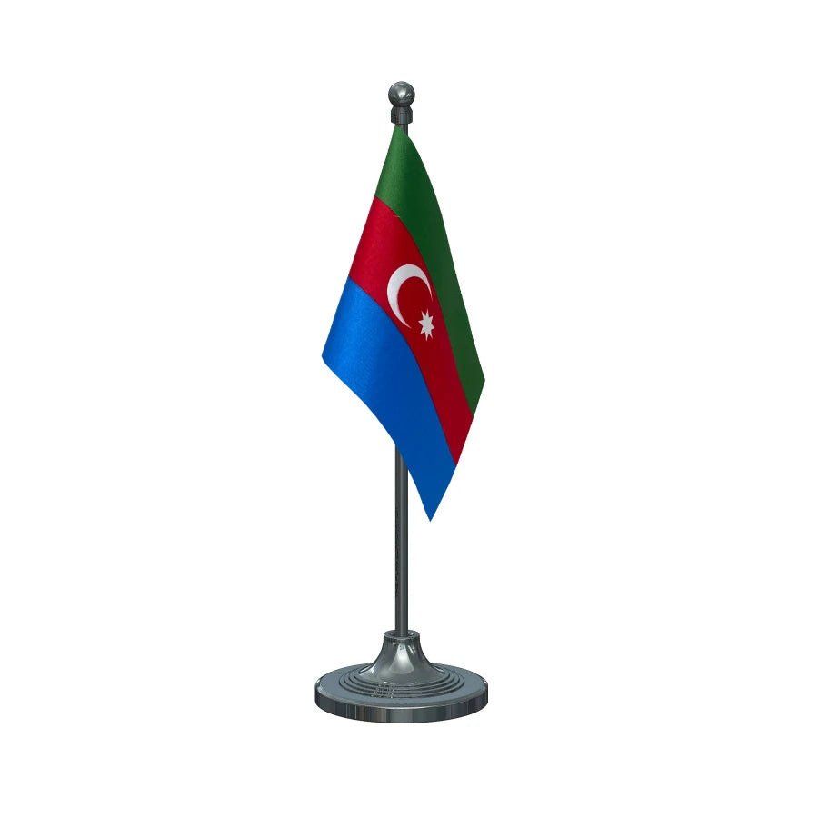 Azerbaijan Table Flag of 4in x 6in With A Heavy Plastic Base