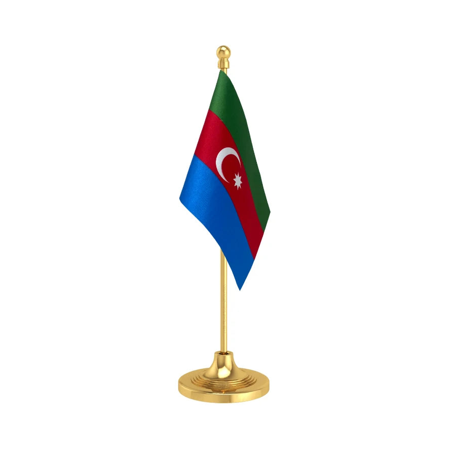 Azerbaijan Table Flag of 4in x 6in With A Heavy Plastic Base