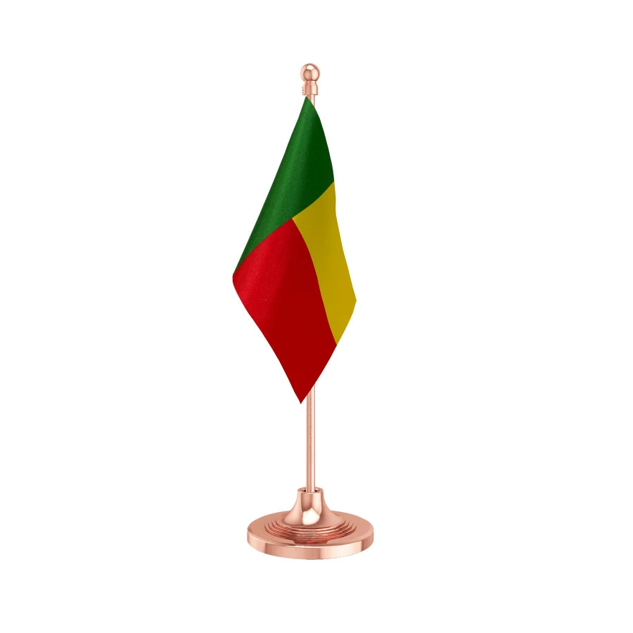 Benin Table Flag of 4in x 6in With A Heavy Plastic Base