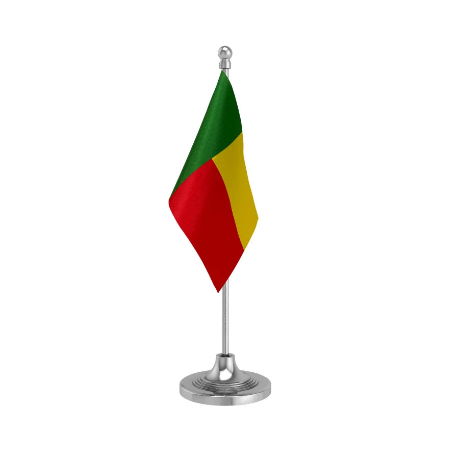 Benin Table Flag of 4in x 6in With A Heavy Plastic Base