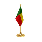 Benin Table Flag of 4in x 6in With A Heavy Plastic Base