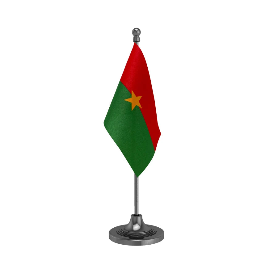 Burkina Faso Table Flag of 4in x 6in With A Heavy Plastic Base