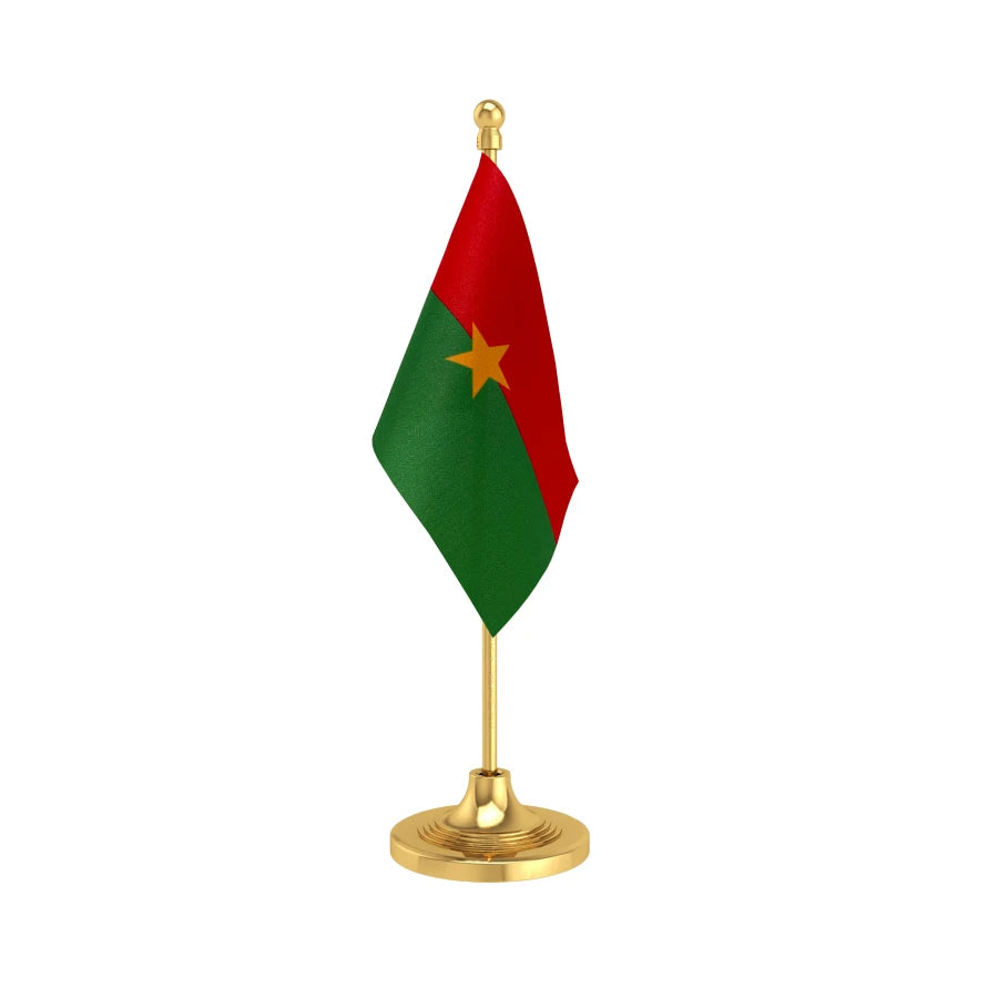 Burkina Faso Table Flag of 4in x 6in With A Heavy Plastic Base