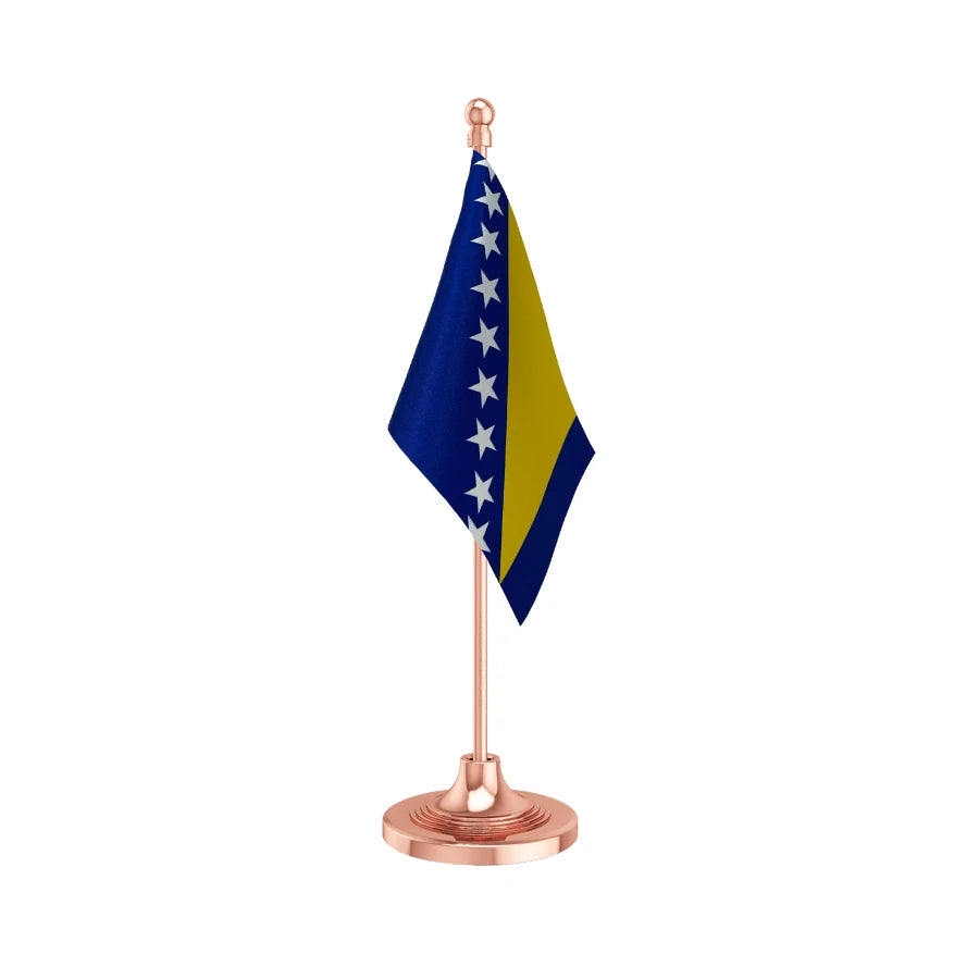 Bosnia & Herzegovina Table Flag of 4in x 6in With A Heavy Plastic Base