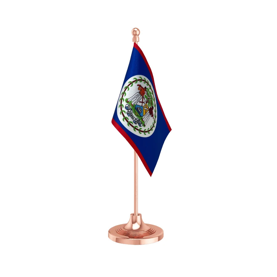 Belize Table Flag of 4in x 6in With A Heavy Plastic Base