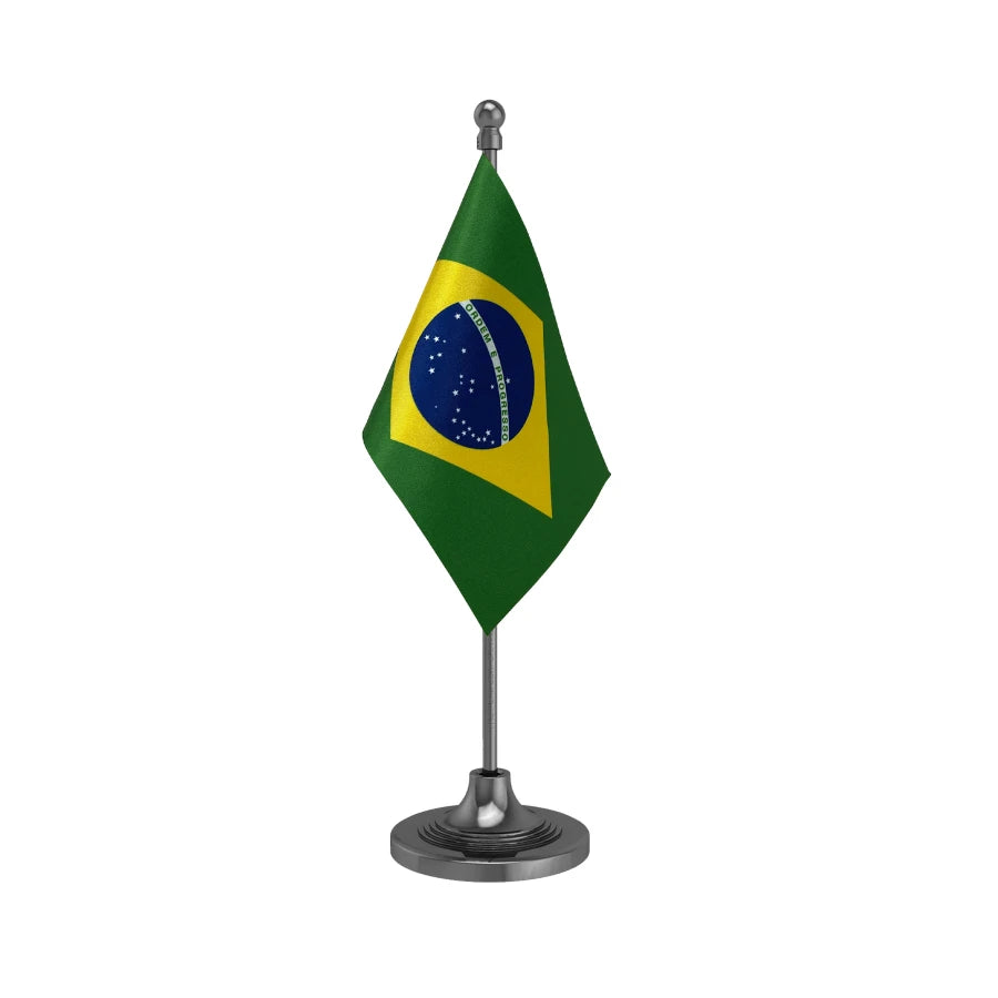 Brazil Table Flag of 4in x 6in With A Heavy Plastic Base