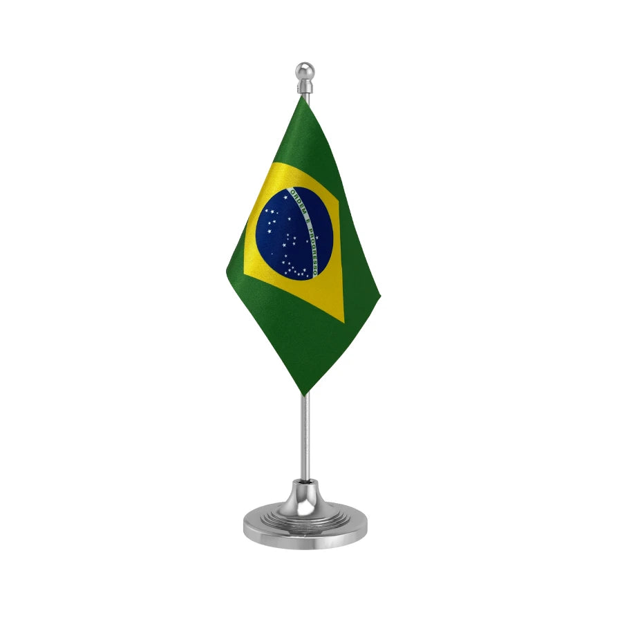 Brazil Table Flag of 4in x 6in With A Heavy Plastic Base