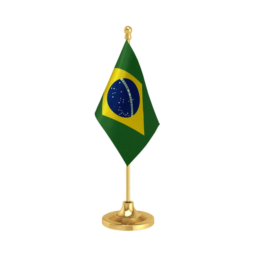 Brazil Table Flag of 4in x 6in With A Heavy Plastic Base