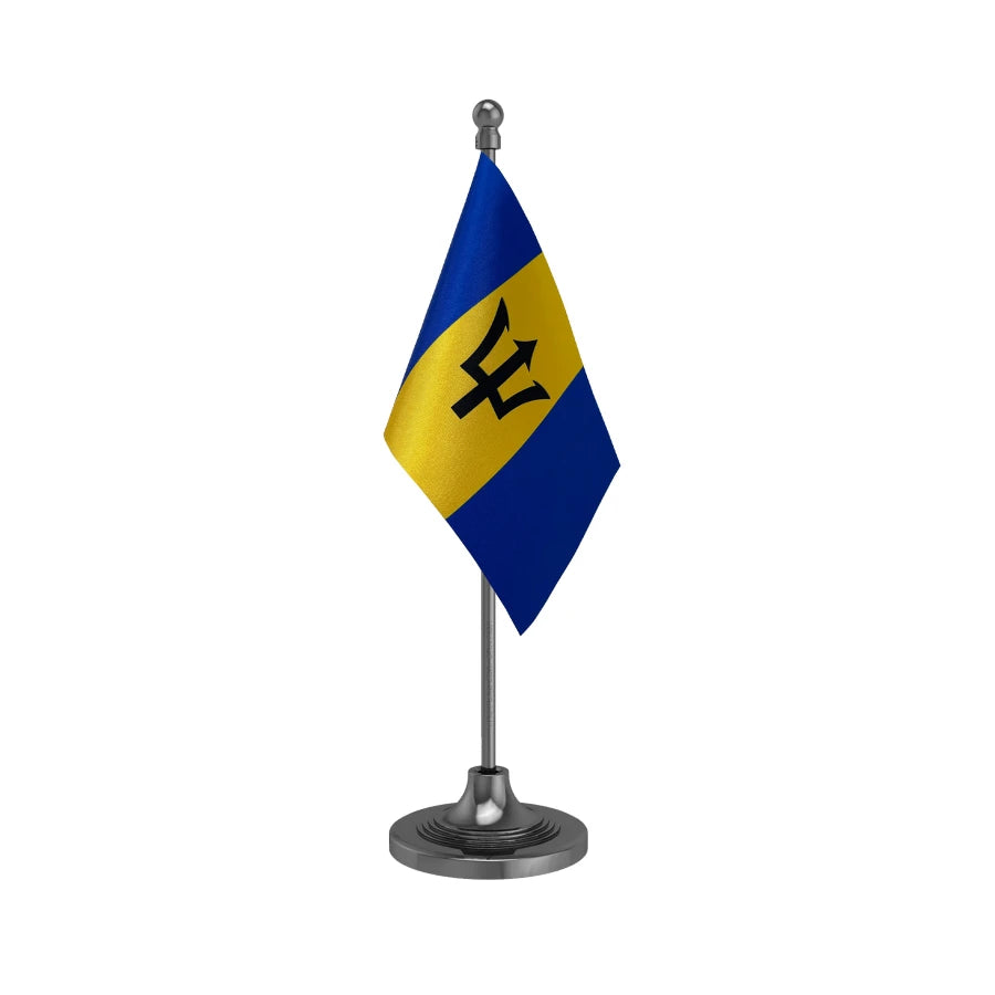Barbados Table Flag of 4in x 6in With A Heavy Plastic Base