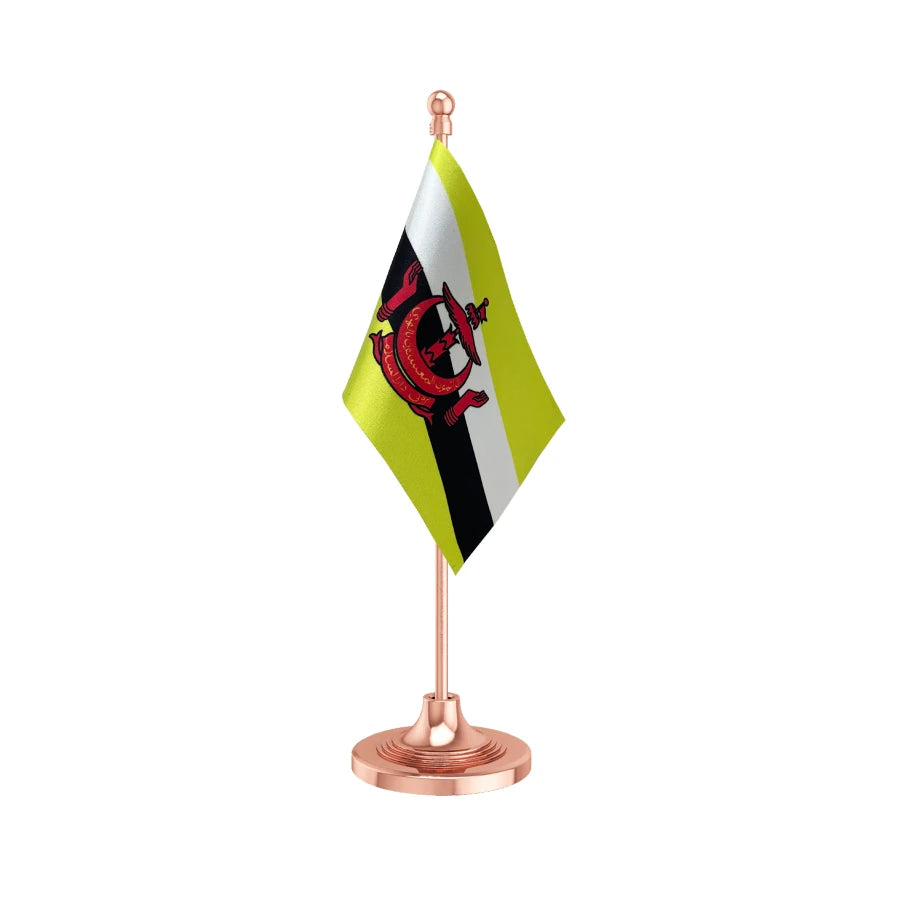 Brunei Darussalam Table Flag of 4in x 6in With A Heavy Plastic Base