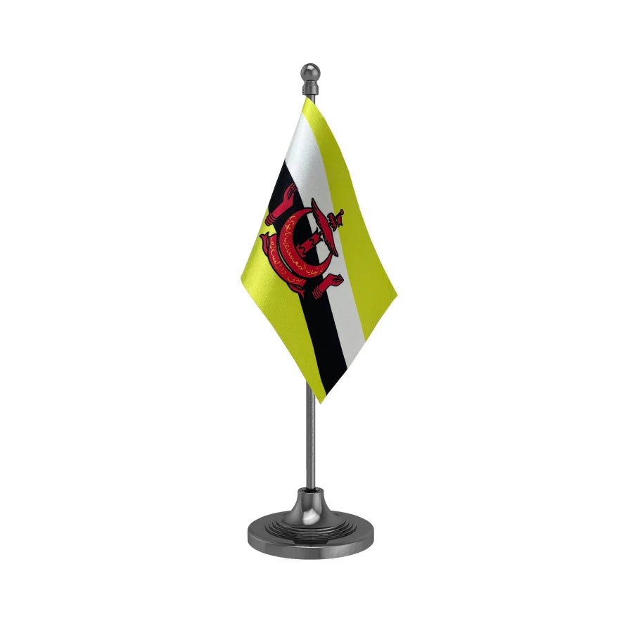 Brunei Darussalam Table Flag of 4in x 6in With A Heavy Plastic Base