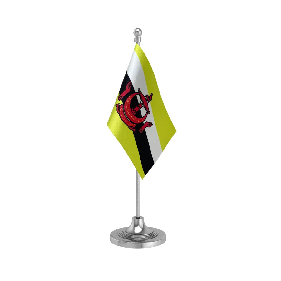 Brunei Darussalam Table Flag of 4in x 6in With A Heavy Plastic Base