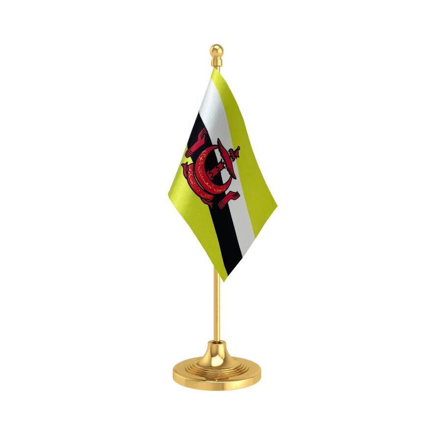 Brunei Darussalam Table Flag of 4in x 6in With A Heavy Plastic Base