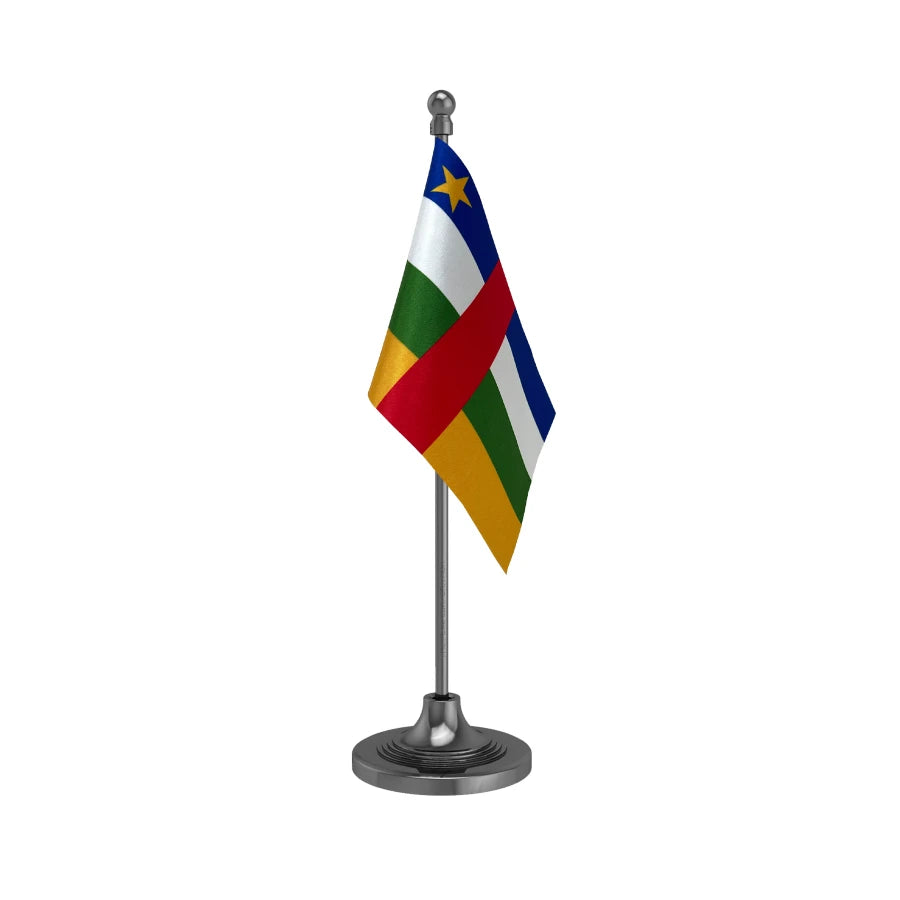 Central African Republic Table Flag of 4in x 6in With A Heavy Plastic Base