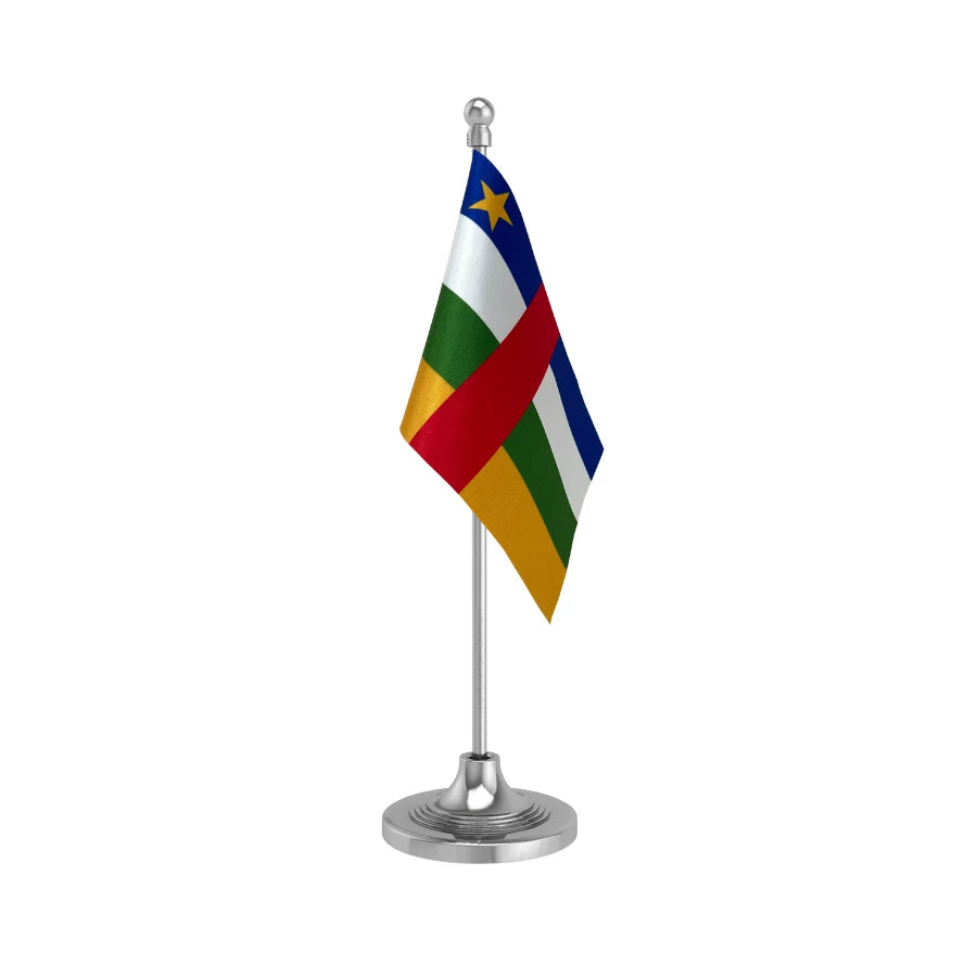 Central African Republic Table Flag of 4in x 6in With A Heavy Plastic Base