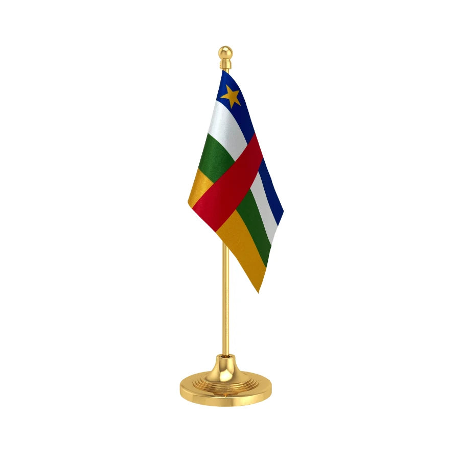 Central African Republic Table Flag of 4in x 6in With A Heavy Plastic Base