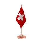 Switzerland Desk Table Flag of 4in x 6in With A Heavy Plastic Base