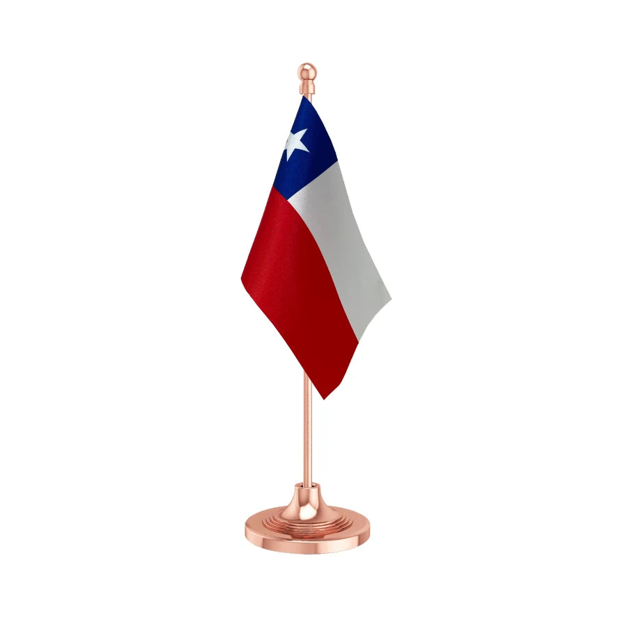 Chile Table Flag of 4in x 6in With A Heavy Plastic Base