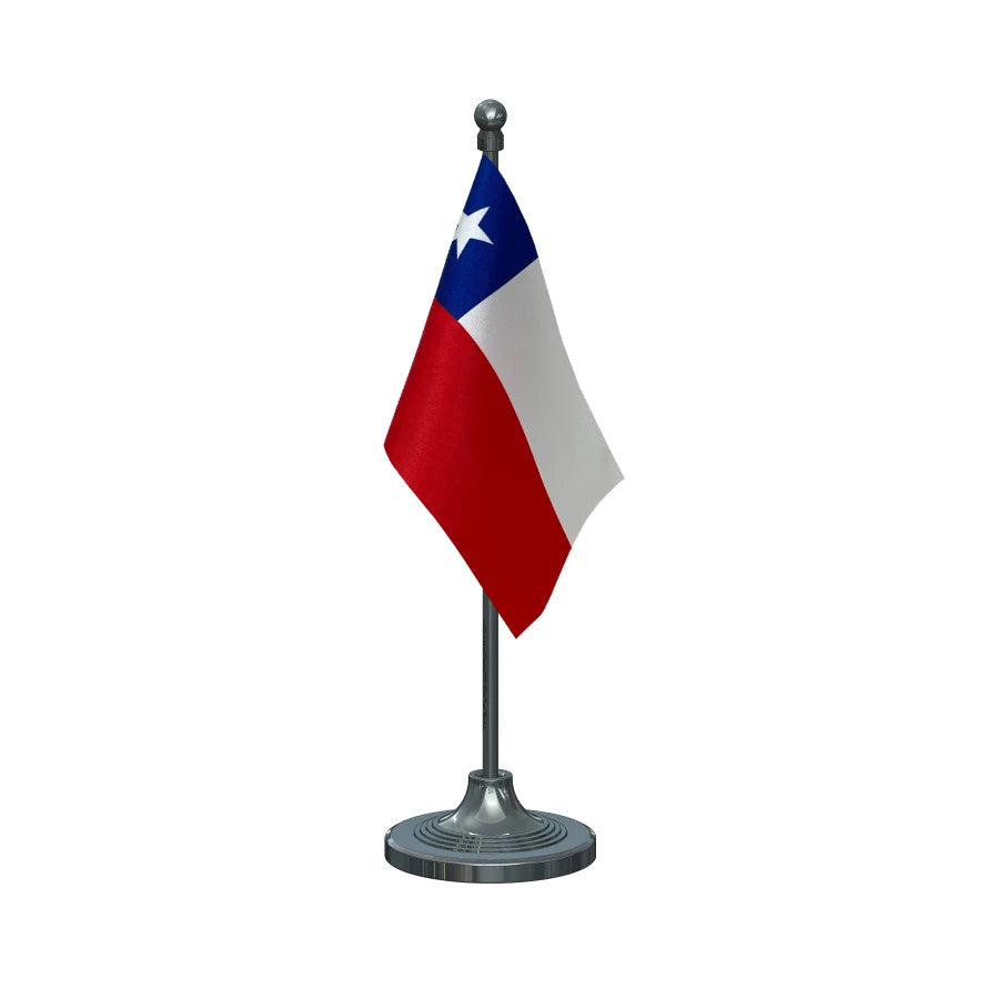 Chile Table Flag of 4in x 6in With A Heavy Plastic Base