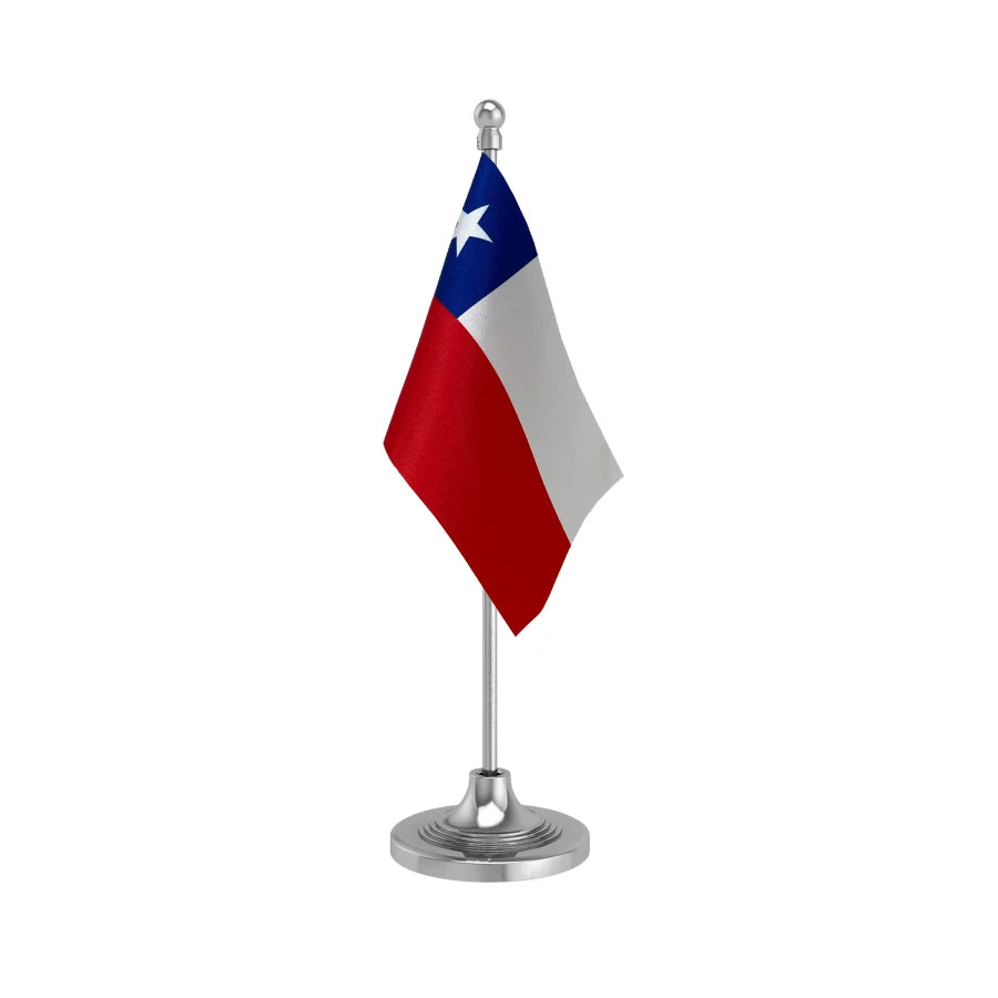 Chile Table Flag of 4in x 6in With A Heavy Plastic Base