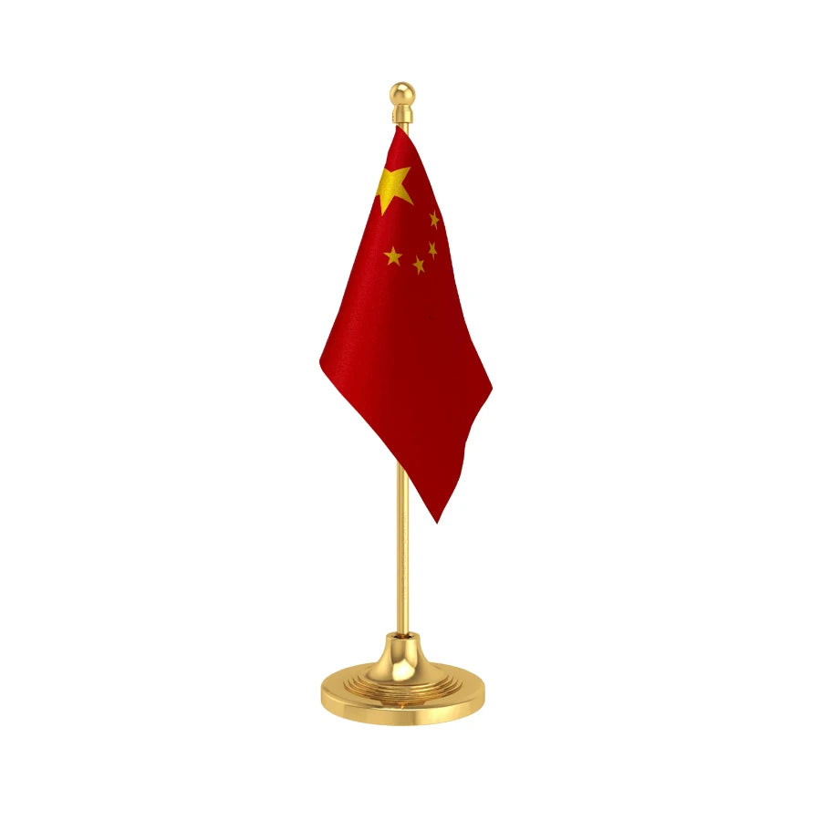 China Table Flag of 4in x 6in With A Heavy Plastic Base